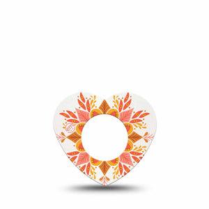 ExpressionMed Psychedelic Mandala Freestyle Libre 2 and Libre 2 Plus Heart Shape Tape, Abbott Lingo, Single Tape Vibrant Mandala Adhesive Patch CGM Design
