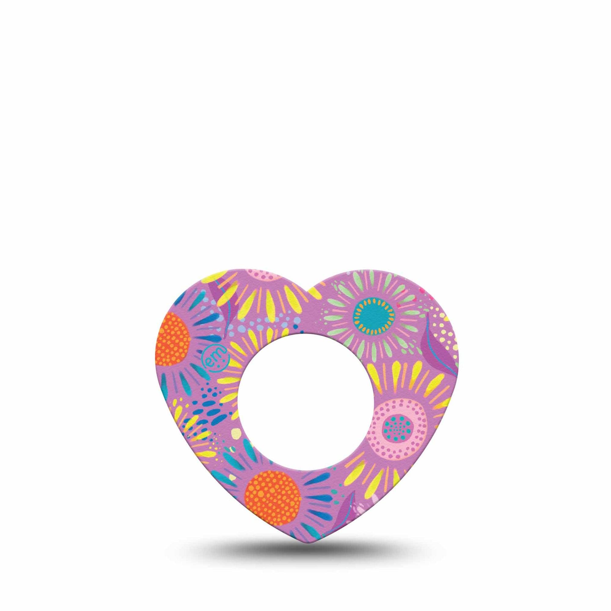 ExpressionMed Giant Daisies Freestyle Libre 2 Heart Shape Single Vibrant Etta Vee Design Overlay Patch CGM Design, Abbott Lingo