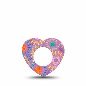 ExpressionMed Giant Daisies Freestyle Libre 2 Heart Shape Single Vibrant Etta Vee Design Overlay Patch CGM Design, Abbott Lingo