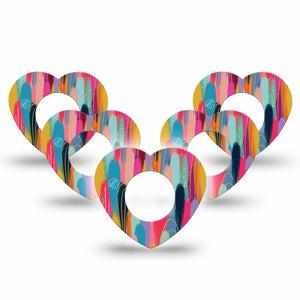 ExpressionMed Brush Strokes Freestyle Libre 2 Heart Shape 5-Pack  Overlay Patch CGM Design, Abbott Lingo