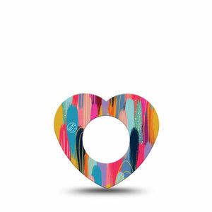 ExpressionMed Brush Strokes Freestyle Libre 2 Heart Shape Single Unique Etta Vee Creations Overlay Patch CGM Design, Abbott Lingo