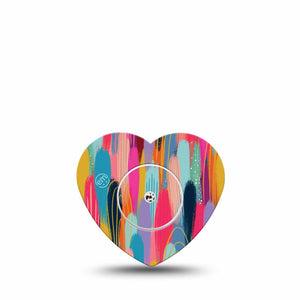 ExpressionMed Brush Strokes Freestyle Libre 2 Heart Shape Single Unique Etta Vee Creations Overlay Patch CGM Design, Abbott Lingo with center sticker