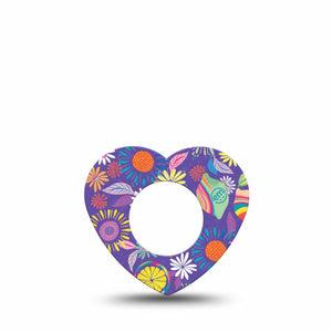 ExpressionMed Purple Flowers Freestyle Libre 2 Heart Shape Single Digital Art by Etta Vee Overlay Patch CGM Design, Abbott Lingo