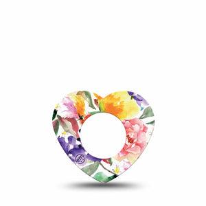 ExpressionMed Floral Art Freestyle Libre 2 Heart Shape Single wildflower motif Overlay Patch CGM Design, Abbott Lingo