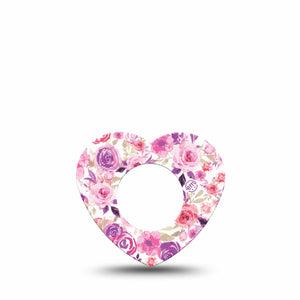 ExpressionMed Romantic Blooms Freestyle Libre 2 Heart Shape Tape Single Flower Design Overlay Patch CGM Design, Abbott Lingo