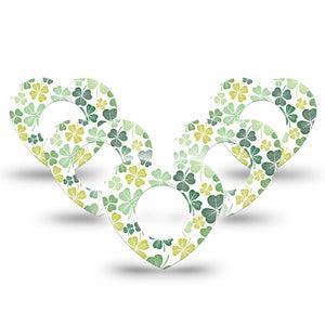 ExpressionMed Clover Pile Freestyle Libre 2 and Libre 2 Plus Heart Shape Tape, Abbott Lingo,  5-Pack Tape Pastel Colored Shamrock, Adhesive Patch CGM Design