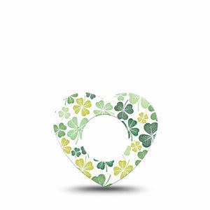 ExpressionMed Clover Pile Freestyle Libre 2 and Libre 2 Plus Heart Shape Tape, Abbott Lingo,  Single Tape Irish Holiday, Adhesive Patch CGM Design