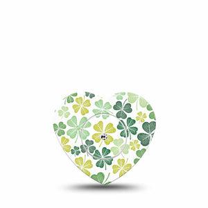 ExpressionMed Clover Pile Freestyle Libre 2 and Libre 2 Plus Heart Shape Tape, Abbott Lingo,  Single Tape and Single Sticker Irish Clover Petals, Adhesive Patch CGM Design