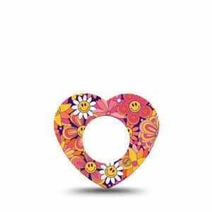 ExpressionMed Groovy Freestyle Libre 2, Abbott Lingo, Heart Shape Tape Single fun smiley faces Overlay Patch CGM Design
