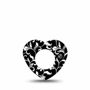 ExpressionMed Fleur de lis Freestyle Libre 2, Abbott Lingo, Heart Shape Tape Single classy flowers Overlay Patch CGM Design