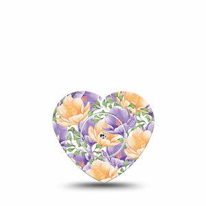 ExpressionMed Crocus Flowers Freestyle Libre 2 Heart Shape Single purple crocus Overlay Patch CGM Design, Abbott Lingo with center sticker