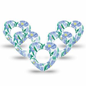ExpressionMed Hyacinths  Freestyle Libre 2 Heart Shape 5-Pack Tape Overlay Patch CGM Design, Abbott Lingo