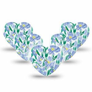 ExpressionMed Hyacinths  Freestyle Libre 2 Heart Shape 5-Pack Tape and 5-Pack Sticker Overlay Patch CGM Design, Abbott Lingo