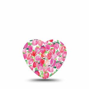 ExpressionMed Strawberry Crush Freestyle Libre 2 Heart Shape Tape, Abbott Lingo,  Single Tape and Single Sticker Pink Delicate Fruits Adhesive Patch CGM Design