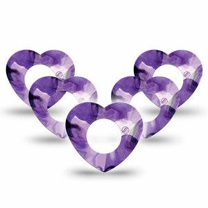ExpressionMed Purple Storm Freestyle Libre 2 Heart Shape Tape, Abbott Lingo, 5-Pack Tape misty like purple theme Overlay Patch CGM Design