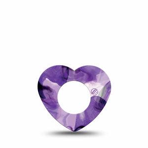 ExpressionMed Purple Storm Freestyle Libre 2, Abbott Lingo, Heart Shape Tape Single Stormy purple pattern Overlay Patch CGM Design