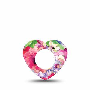 ExpressionMed Watercolor Red Flowers Freestyle Libre 2 Heart Shape Tape, Abbott Lingo, Single Tape Hot Pink Bouquet Flowers Adhesive Patch CGM Design