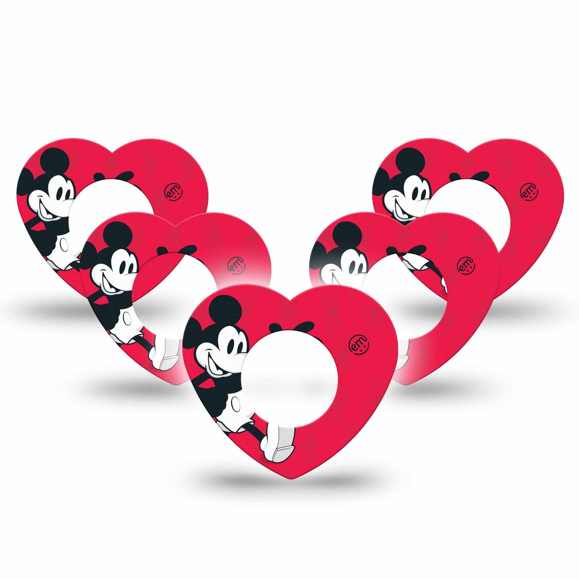 ExpressionMed Magical Mouse Freestyle Libre 2 Heart Shape Tape, Abbott Lingo, 5-Pack Disney Mickey Mascot Adhesive Patch CGM Design