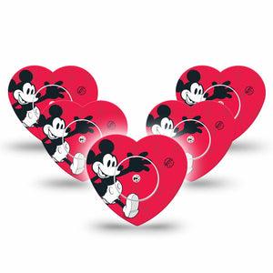 ExpressionMed Magical Mouse Freestyle Libre 2 Heart Shape Tape, Abbott Lingo, 5-Pack Tape and 5-Pack Sticker Walt Disney Mickey Mouse Adhesive Patch CGM Design