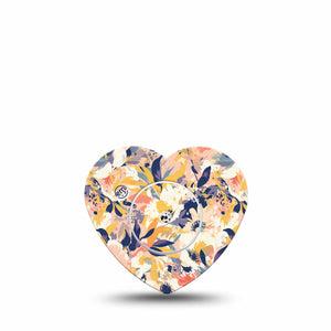 ExpressionMed Tinted Blooms Freestyle Libre 2 Heart Shape Tape, Abbott Lingo,  Single Tape and Single Sticker Soft Color Palette Flower Painting Adhesive Patch CGM Design