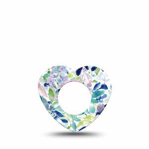 ExpressionMed Subdued Tropics Freestyle Libre 2 Heart Shape Tape, Abbott Lingo, Single Lightly Painted Tropic Flowers Adhesive Patch CGM Design