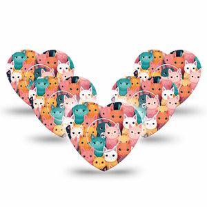 ExpressionMed Rainbow Cats Freestyle Libre 2 Heart Shape Tape, Abbott Lingo,  5-Pack Tape and 5-Pack Sticker Legion of Cute Cats Adhesive Patch CGM Design
