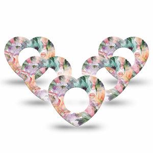 ExpressionMed Flower Clouds Freestyle Libre 2 Heart Shape Tape, Abbott Lingo, 5-Pack Tape Dreamy-Like Flowers, Adhesive Patch CGM Design
