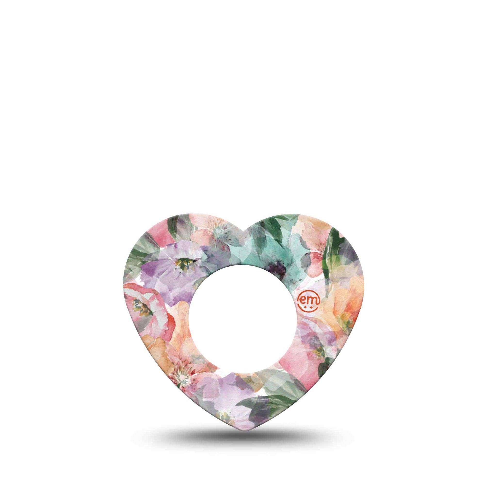 ExpressionMed Flower Clouds Freestyle Libre 2 Heart Shape Tape, Abbott Lingo, Single Tape Soft-Colored Petals, Adhesive Patch CGM Design