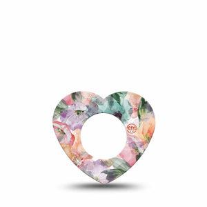 ExpressionMed Flower Clouds Freestyle Libre 2 Heart Shape Tape, Abbott Lingo, Single Tape Soft-Colored Petals, Adhesive Patch CGM Design
