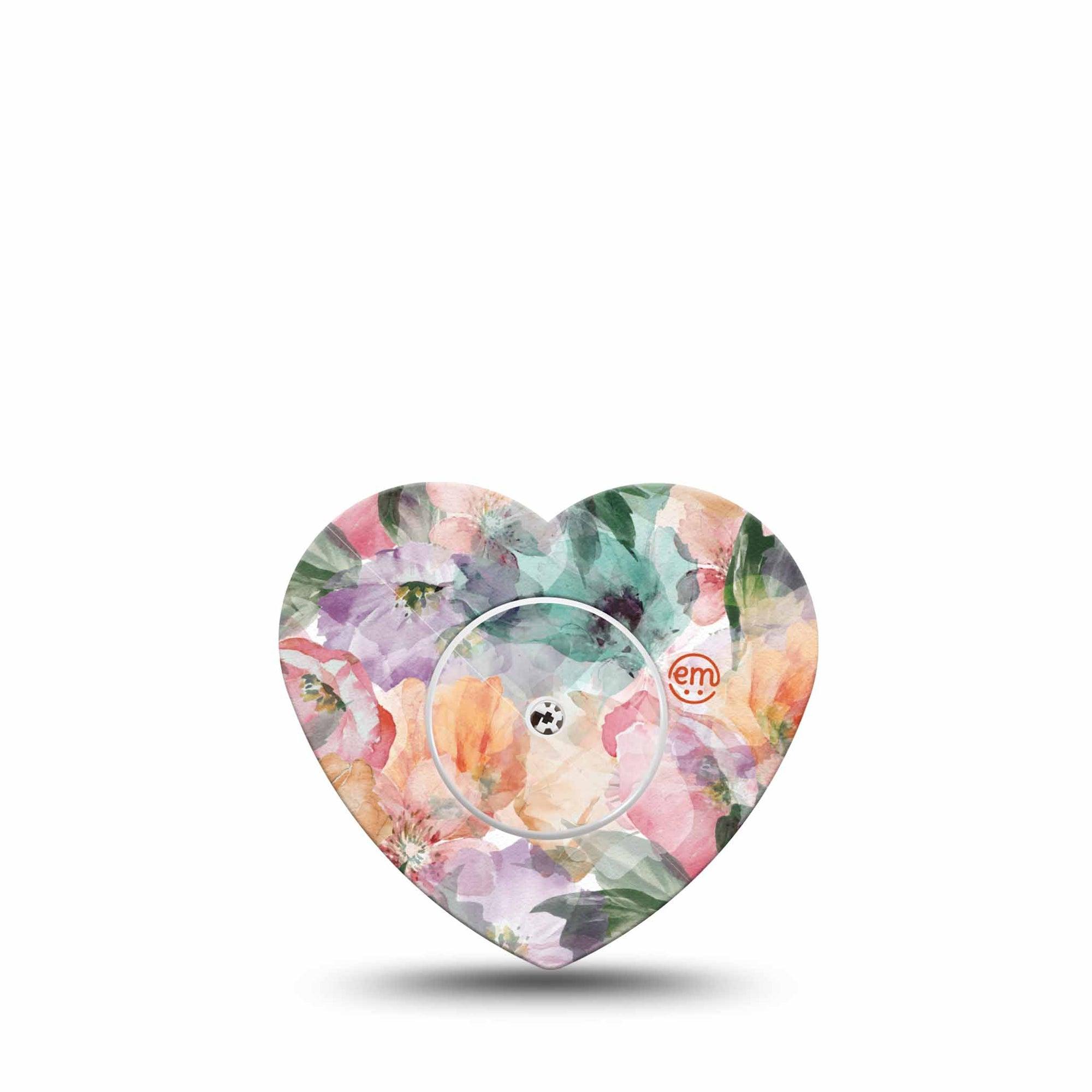 ExpressionMed Flower Clouds Freestyle Libre 2 Heart Shape Tape, Abbott Lingo, Single Tape and Single Sticker Dreamy-Like Flowers, Adhesive Patch CGM Design