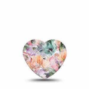 ExpressionMed Flower Clouds Freestyle Libre 2 Heart Shape Tape, Abbott Lingo, Single Tape and Single Sticker Dreamy-Like Flowers, Adhesive Patch CGM Design