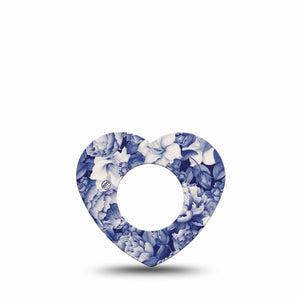 ExpressionMed Moody Blues Freestyle Libre 2 Heart Shape Tape, Abbott Lingo, Single Tape Blue Noir Flower Variety, Adhesive Patch CGM Design