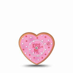 ExpressionMed Kiss Me Cookie Freestyle Libre 2 Heart Shape Tape, Abbott Lingo,  Single Tape and Single Sticker Pink Sprinkled Kisses Cookie, Adhesive Patch CGM Design