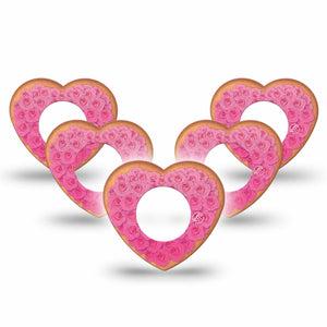 ExpressionMed Cutie Pie Cookie Freestyle Libre 2 Heart Shape Tape, Abbott Lingo,  5-Pack Tape Lovely Cookie Pink Roses, Adhesive Patch CGM Design