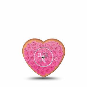 ExpressionMed Cutie Pie Cookie Freestyle Libre 2 Heart Shape Tape, Abbott Lingo,  Single Tape and Single Sticker Valentine's Day Heart Cookie, Adhesive Patch CGM Design