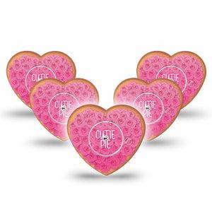 ExpressionMed Cutie Pie Cookie Freestyle Libre 2 Heart Shape Tape, Abbott Lingo,  5-Pack Tape and 5-Pack Sticker Flower Bouquet Heart Shaped Cookie, Adhesive Patch CGM Design