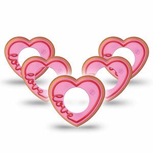 ExpressionMed Love Cookie Freestyle Libre 2 Heart Shape Tape, Abbott Lingo,  5-Pack Tape Pink Frosted Cookie, Adhesive Patch CGM Design