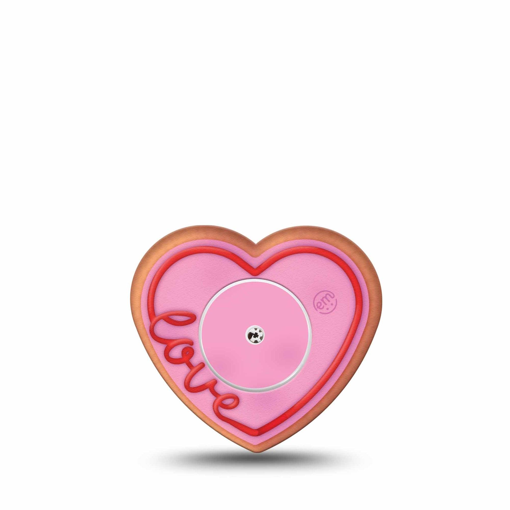 ExpressionMed Love Cookie Freestyle Libre 2 Heart Shape Tape, Abbott Lingo,  Single Tape and Single Sticker Cute Pink Frosted Valentine's Day Treat, Adhesive Patch CGM Design