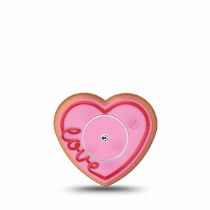 ExpressionMed Love Cookie Freestyle Libre 2 Heart Shape Tape, Abbott Lingo,  Single Tape and Single Sticker Cute Pink Frosted Valentine's Day Treat, Adhesive Patch CGM Design