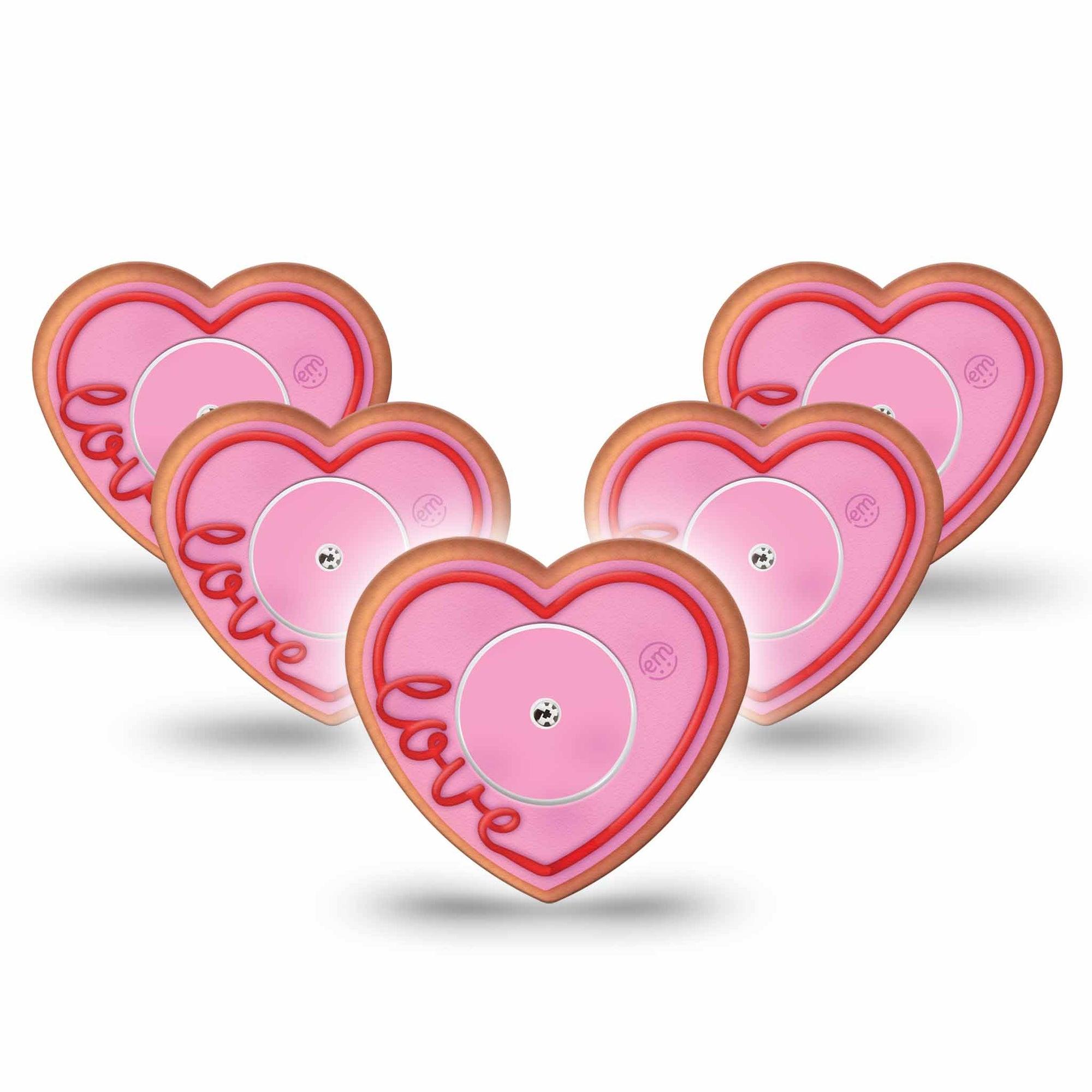 ExpressionMed Love Cookie Freestyle Libre 2 Heart Shape Tape, Abbott Lingo,  5-Pack Tape and 5-Pack Sticker  Valentine's Day Treat, Adhesive Patch CGM Design