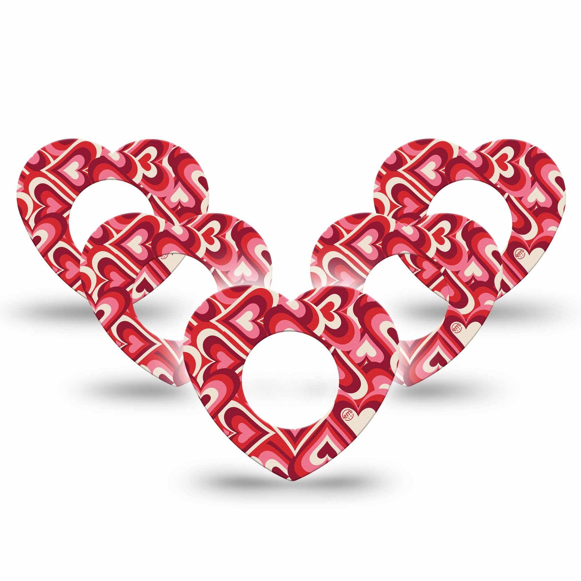 ExpressionMed Valentine Hearts Freestyle Libre 2 Heart Shape Tape, Abbott Lingo,  5-Pack Tape Heart Gradient Inspired, Adhesive Patch CGM Design