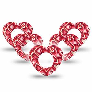 ExpressionMed Valentine Hearts Freestyle Libre 2 Heart Shape Tape, Abbott Lingo,  5-Pack Tape Heart Gradient Inspired, Adhesive Patch CGM Design