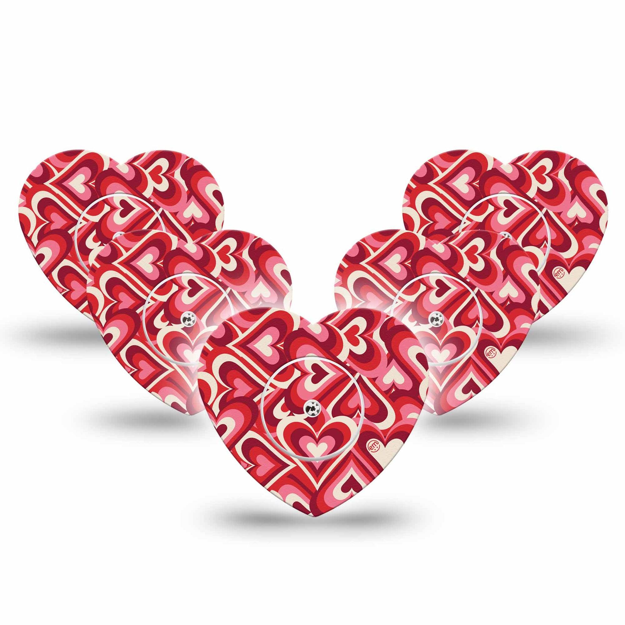 ExpressionMed Valentine Hearts Freestyle Libre 2 Heart Shape Tape, Abbott Lingo,  5-Pack Tape and 5-Pack Sticker Vibrant Heart Pattern, Adhesive Patch CGM Design
