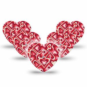 ExpressionMed Valentine Hearts Freestyle Libre 2 Heart Shape Tape, Abbott Lingo,  5-Pack Tape and 5-Pack Sticker Vibrant Heart Pattern, Adhesive Patch CGM Design
