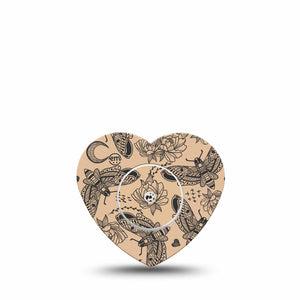 ExpressionMed Tattoo Print Freestyle Libre 2 Heart Shape Tape, Abbott Lingo, Single Tape and Single Sticker Large Butterfly Moth Inspired, Adhesive Patch CGM Design