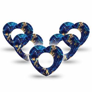 ExpressionMed Molten Midnight Freestyle Libre 2 Heart Shape Tape, Abbott Lingo,  5-Pack Tape Wavy Midnight Blue, Adhesive Patch CGM Design
