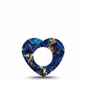 ExpressionMed Molten Midnight Freestyle Libre 2 Heart Shape Tape, Abbott Lingo,  Single Tape Melting Blue Gold Chevron, Adhesive Patch CGM Design