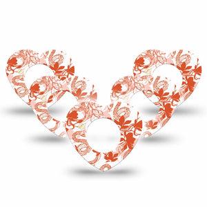 ExpressionMed Lava Coil Floral Freestyle Libre 2 Heart Shape Tape, Abbott Lingo, 5- Pack Tape Snake Reptile Floral Deco, Adhesive Patch CGM Design