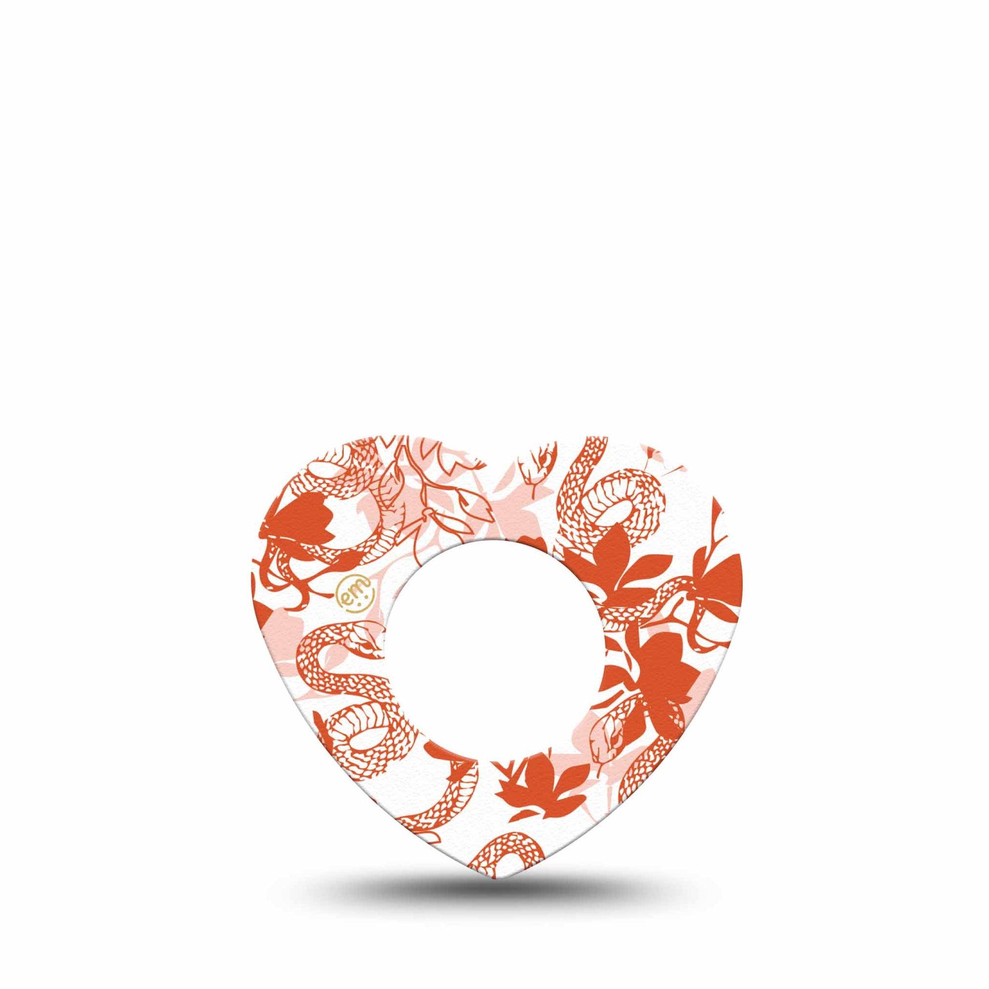 ExpressionMed Lava Coil Floral Freestyle Libre 2 Heart Shape Tape, Abbott Lingo,  Single Tape Peach Orange Snake Vines, Adhesive Patch CGM Design