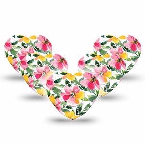 ExpressionMed Lemonade Flowers Freestyle Libre 2 and Libre 2 Plus Heart Shape Tape, Abbott Lingo,  5-Pack Tape and 5-Pack Sticker Lemonade Inspired Flowers, Adhesive Patch CGM Design
